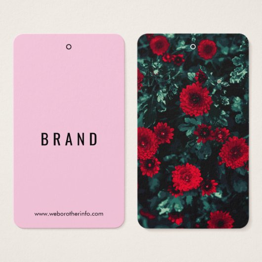 花デザイン事業名つるラベルカードピンク (正面&裏面)
