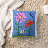花デザイン付き枕カラフルカバー クッション (ブランケット)