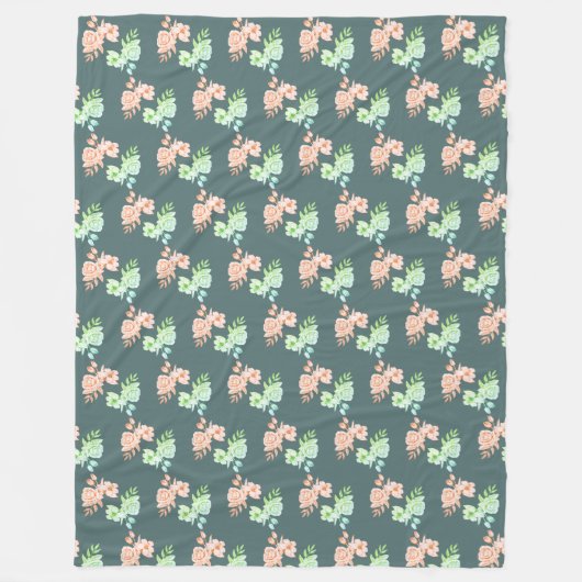 花デザイン フリースブランケット (正面)