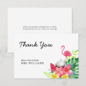 花トロピカル フラミンゴ パームリーフ 語り尽くせない感謝 サンキューカード (正面/裏面)