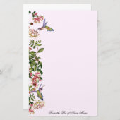 花ハチドリの鳥のハニーサックルの花 便箋 (正面/裏面)