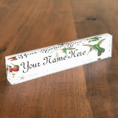 花ハチドリの鳥の花の野性生物動物 デスクネームプレート (側面)