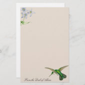 花ハチドリの鳥の花の野性生物動物 便箋 (正面/裏面)