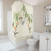 花ハチドリの鳥の野性生物動物の花 シャワーカーテン (インサイチュ)