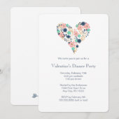花ハートのバレンタインディナーパーティー招待状 招待状 (正面/裏面)