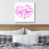 花ハートピンク紫色の名前水彩アート キャンバスプリント (インサイチュ (寝室))