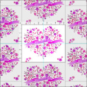 花ハートピンク紫色の名前水彩アート ファブリック (タイル)