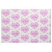 花ハートピンク紫色の名前水彩アート ファブリック (ファットクウォーター)