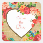 花ハート封筒用シールまたは製品シール スクエアシール (正面)