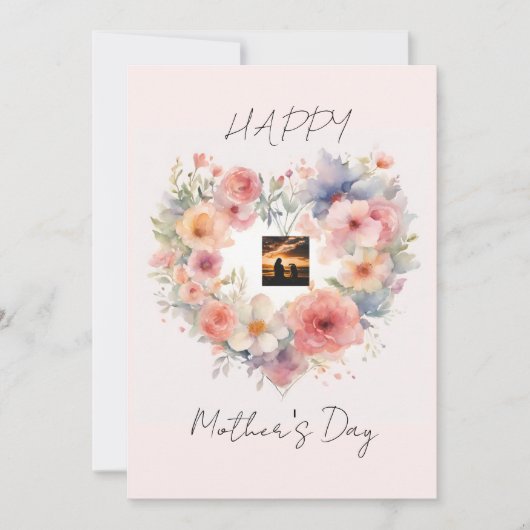 花ハート形ハッピーマザーズデイ 招待状 (正面)