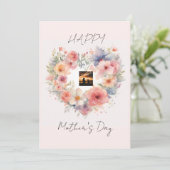 花ハート形ハッピーマザーズデイ 招待状 (スタンド正面)