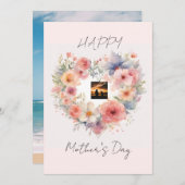 花ハート形ハッピーマザーズデイ 招待状 (正面/裏面)