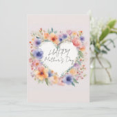 花ハート形ハッピーマザーズデイ 招待状 (スタンド正面)