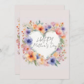 花ハート形ハッピーマザーズデイ 招待状 (正面/裏面)