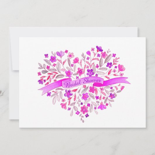 花ハート花束フラワーブライダルシャワー招待状 招待状 (正面)
