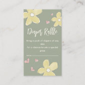 花ハート赤ちゃんシャワー女の子おむつラッフル エンクロージャーカード (正面)