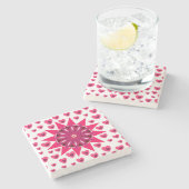 花ハート赤ラブバレンタインギフトストーンカースト ストーンコースター (横)