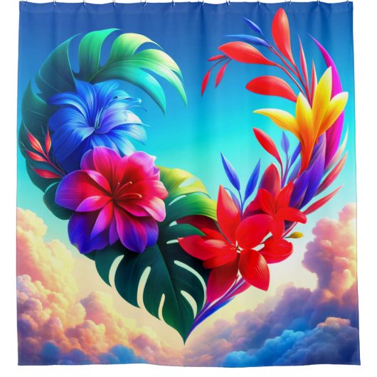 花ハート シャワーカーテン (正面)