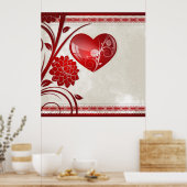 花ハート ポスター (キッチン)