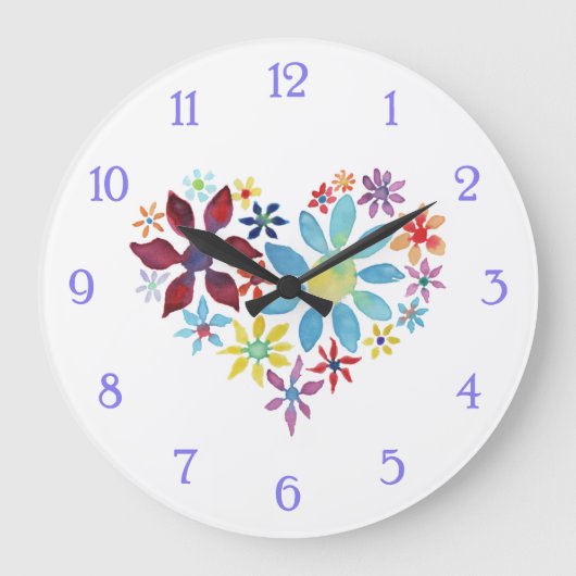 花ハート ラージ壁時計 (正面)