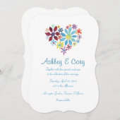 花ハート 招待状 (正面/裏面)