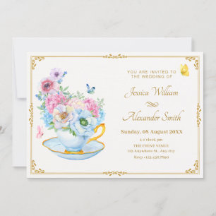 花バタフライ茶結婚杯 招待状