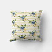 花バラ水彩青黄ストライプ色 クッション (裏面)