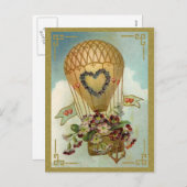 花バレンタインデーカード,ギフト付き熱気球 シーズンポストカード (正面/裏面)