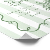 花バーお洒落セージ緑の手描きブライダル ポスター (角)