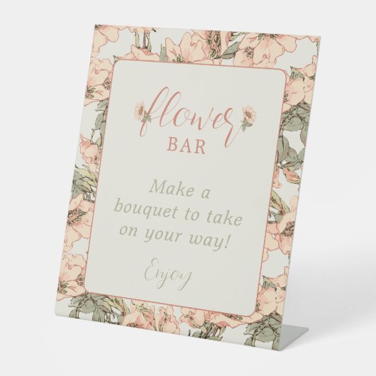 花バーピンクローゼベビーシャワーの好意 台座サイン (正面)