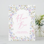 花バーフローラピンクブライダルシャワーテーブル記号 招待状 (スタンド正面)