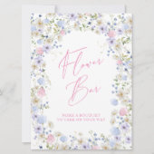 花バーフローラピンクブライダルシャワーテーブル記号 招待状 (正面)