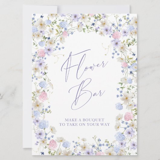 花バーフローラピンクブライダルシャワーテーブル記号 招待状 (正面)