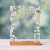 花バーフローラピンクブライダルシャワーテーブル アクリルサイン (ニュートラル)