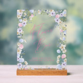 花バーフローラピンクブライダルシャワーテーブル アクリルサイン (ニュートラル)