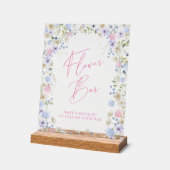 花バーフローラピンクブライダルシャワーテーブル アクリルサイン (傾斜)