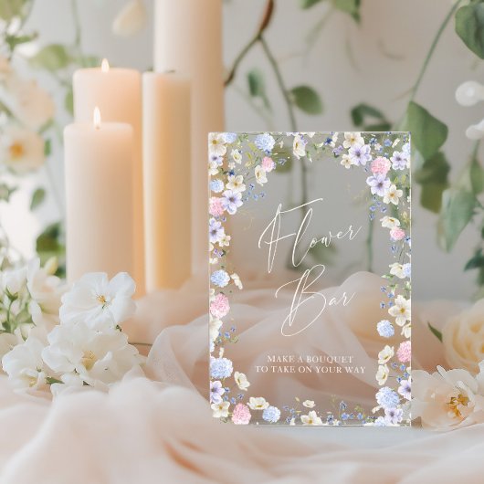 花バーフローラピンクブライダルシャワーテーブル アクリルサイン