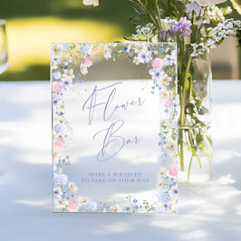 花バーフローラピンクブライダルシャワーテーブル アクリルサイン