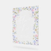 花バーフローラピンクブライダルシャワーテーブル アクリルサイン (傾斜)