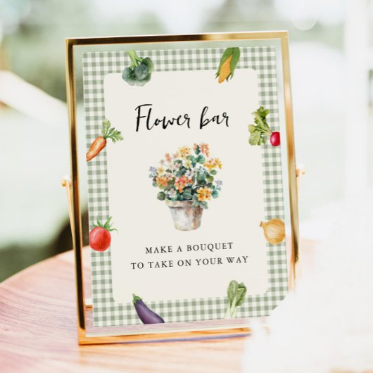 花バーブライダルシャワーテーブル市場のサインオフ ポスター