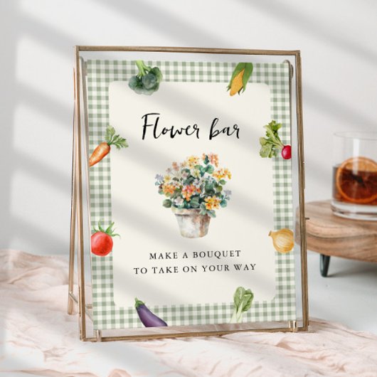 花バーブライダルシャワーテーブル市場のサインオフ ポスター