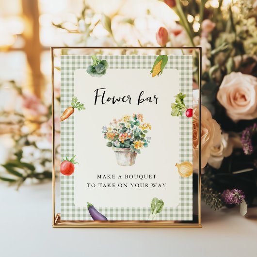 花バーブライダルシャワーテーブル市場のサインオフ ポスター
