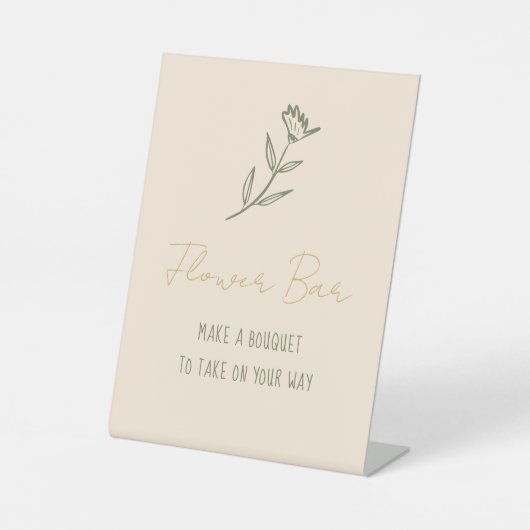 花バー手描きフローラガーデンブライダルシャワー 台座サイン (正面)