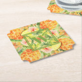 花パイナップルのモノグラム ペーパーコースター (アングル)