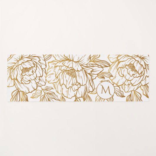 花パタエレガントーンカスタムモノグラムヨガマット ヨガマット (正面(横))