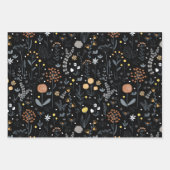花パタエレガントーンシック暗い ラッピングペーパーシート (正面3)