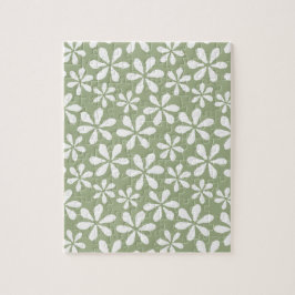 花パタモダンーンシンプルセージ緑フローラ ジグソーパズル