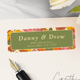 花パターカラフルンレトロボホ70sドレス ラベル