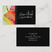 花パターンおよび水彩画の抽象的な絵画 名刺 (正面/裏面)