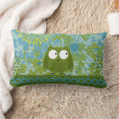 花パターンが付いているハートのリボンのかわいいフクロウ ランバークッション (ブランケット)